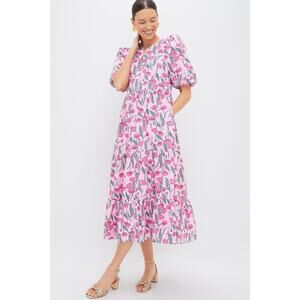 NWT Hyacinth House Tuckernuck Pink Amaryllis Floral Cisco Midi Dress Medium
